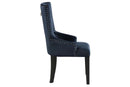 Varian II Side Chair, Dark Navy Velvet & Black Finish Acme