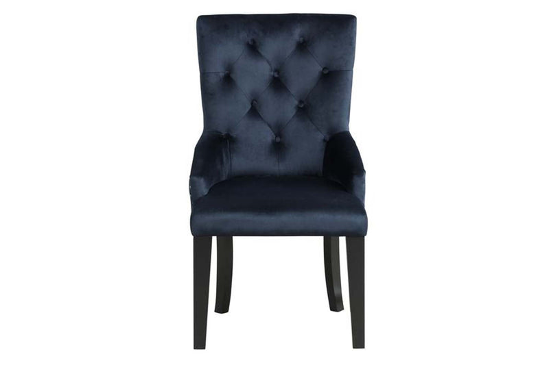 Varian II Side Chair, Dark Navy Velvet & Black Finish Acme