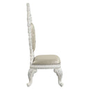 Vanaheim Side Chair 2Pc, Beige Faux Leather & Antique White Finish Acme