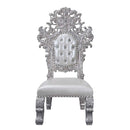 Valkyrie Side Chair 2Pc, Faux Leather & Antique Platinum Finish Acme