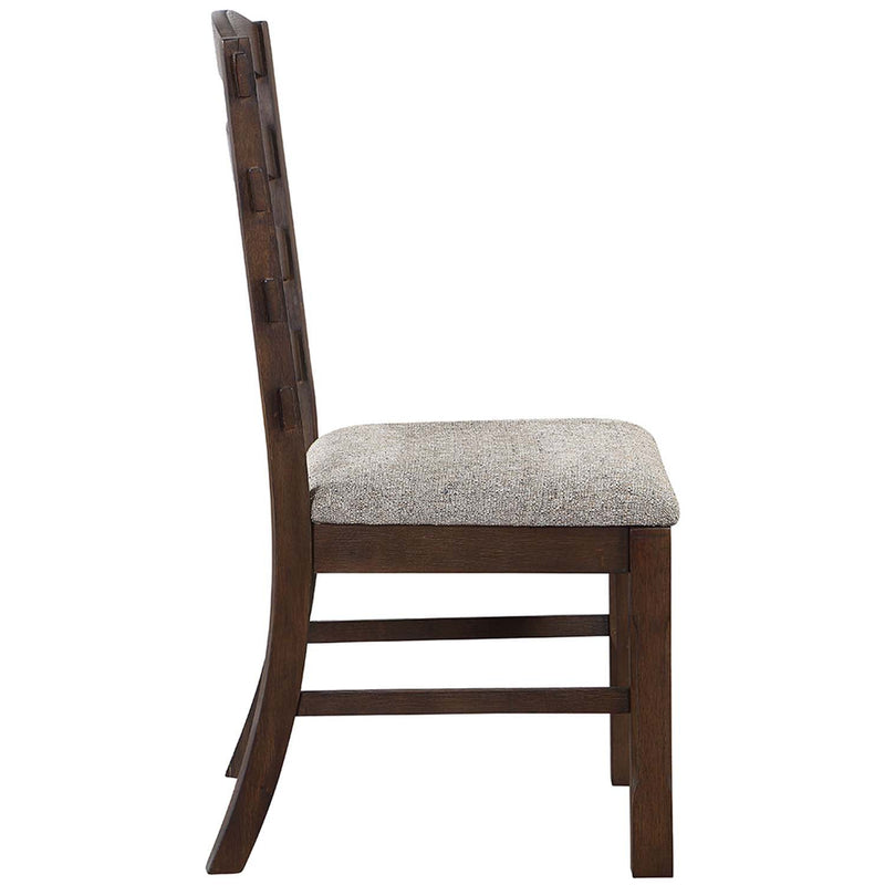 Pascaline Side Chair 2Pc, Gray Fabric, Rustic Brown & Oak Finish Acme