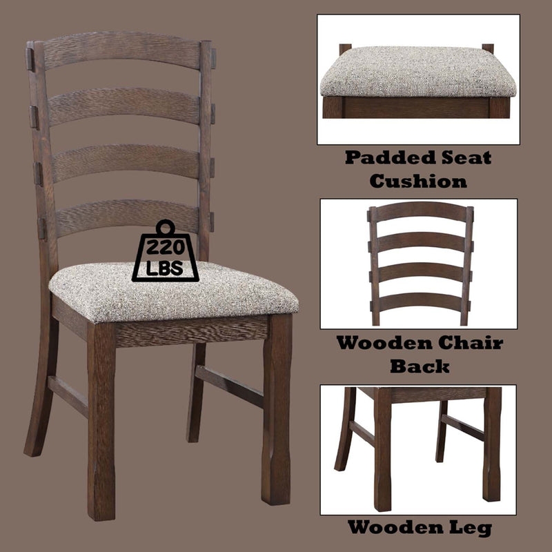 Pascaline Side Chair 2Pc, Gray Fabric, Rustic Brown & Oak Finish Acme