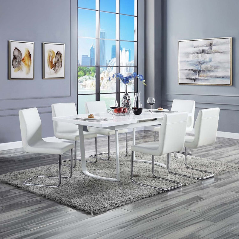 Palton Side Chair 2Pc, White Faux Leather & Chrome Finish Acme