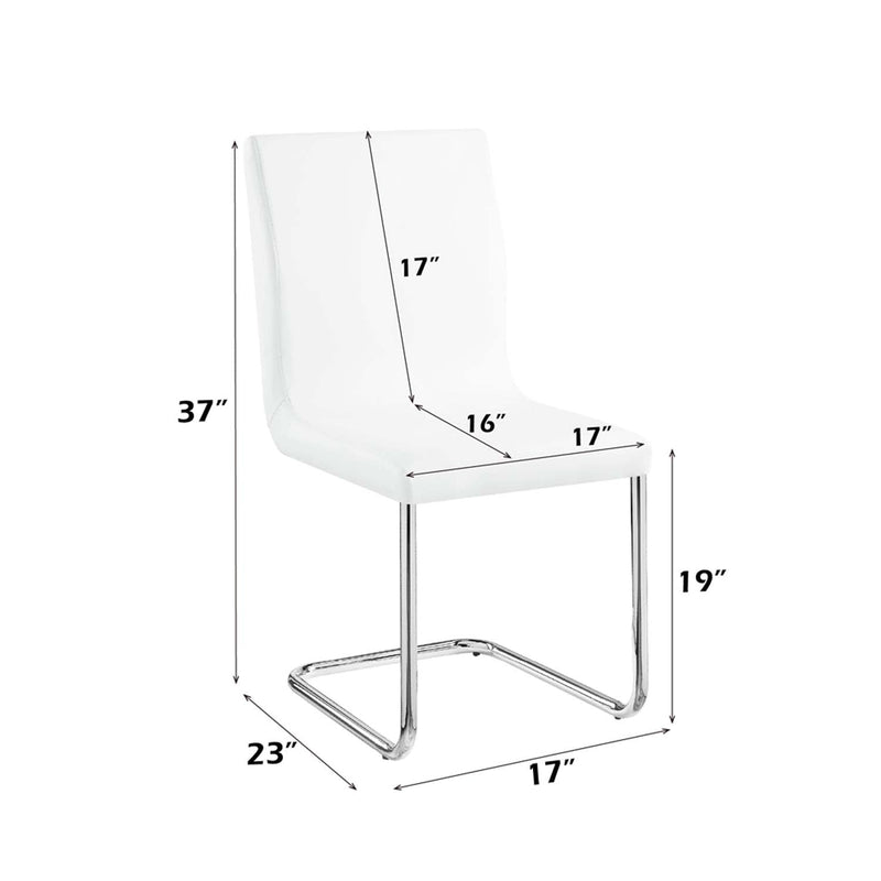 Palton Side Chair 2Pc, White Faux Leather & Chrome Finish Acme