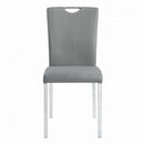 Pagan Side Chair 2Pc, Gray Faux Leather & Chrome Finish Acme