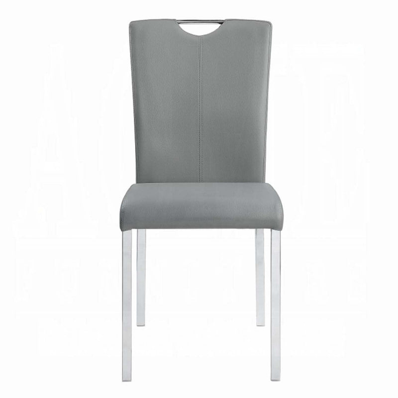 Pagan Side Chair 2Pc, Gray Faux Leather & Chrome Finish Acme