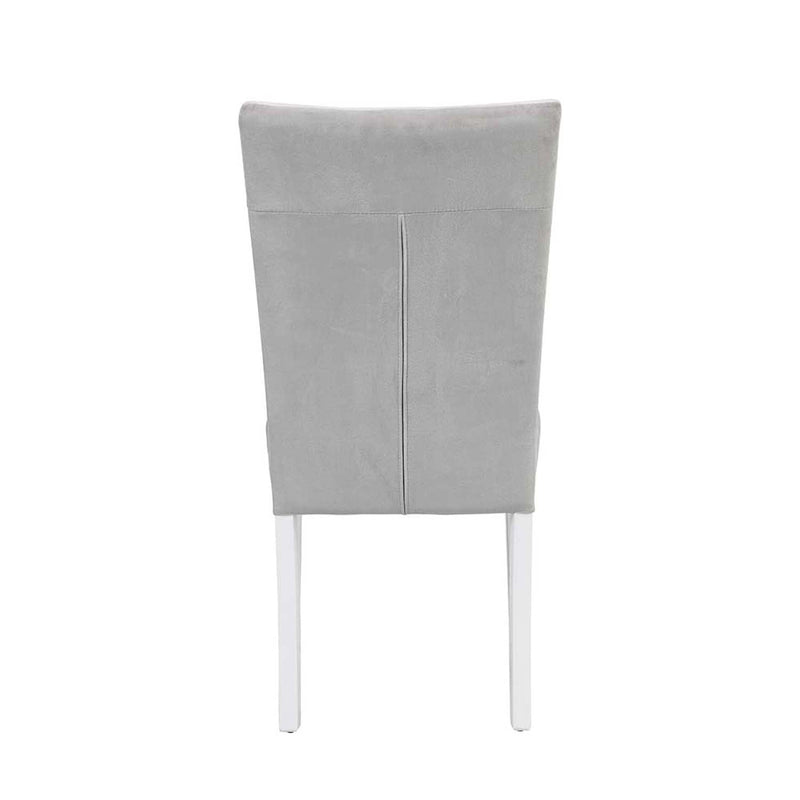 Elizaveta Side Chair 2Pc, Gray Velvet &White  High Gloss Finish Acme