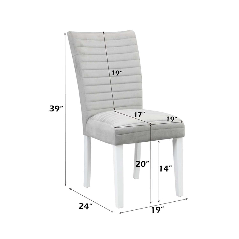 Elizaveta Side Chair 2Pc, Gray Velvet &White  High Gloss Finish Acme