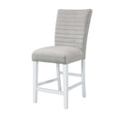 Elizaveta Counter Height Chair 2Pc, Gray Velvet &White  High Gloss Finish Acme