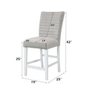 Elizaveta Counter Height Chair 2Pc, Gray Velvet &White  High Gloss Finish Acme