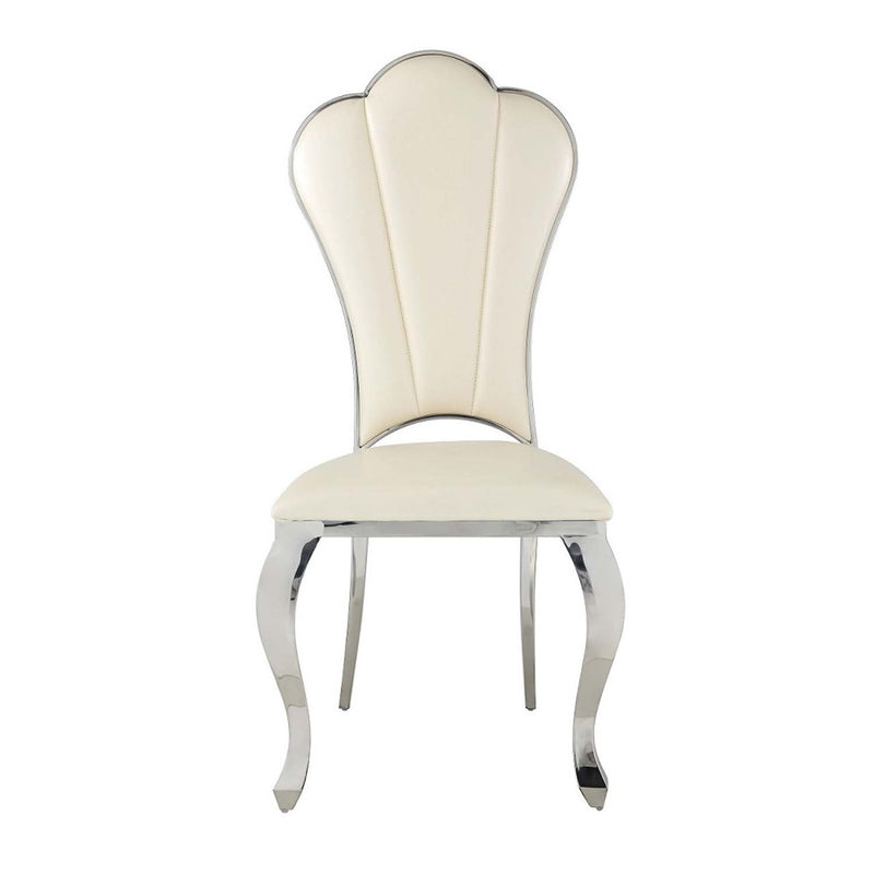 Cyrene Side Chair 2Pc, Beige Faux Leather Acme