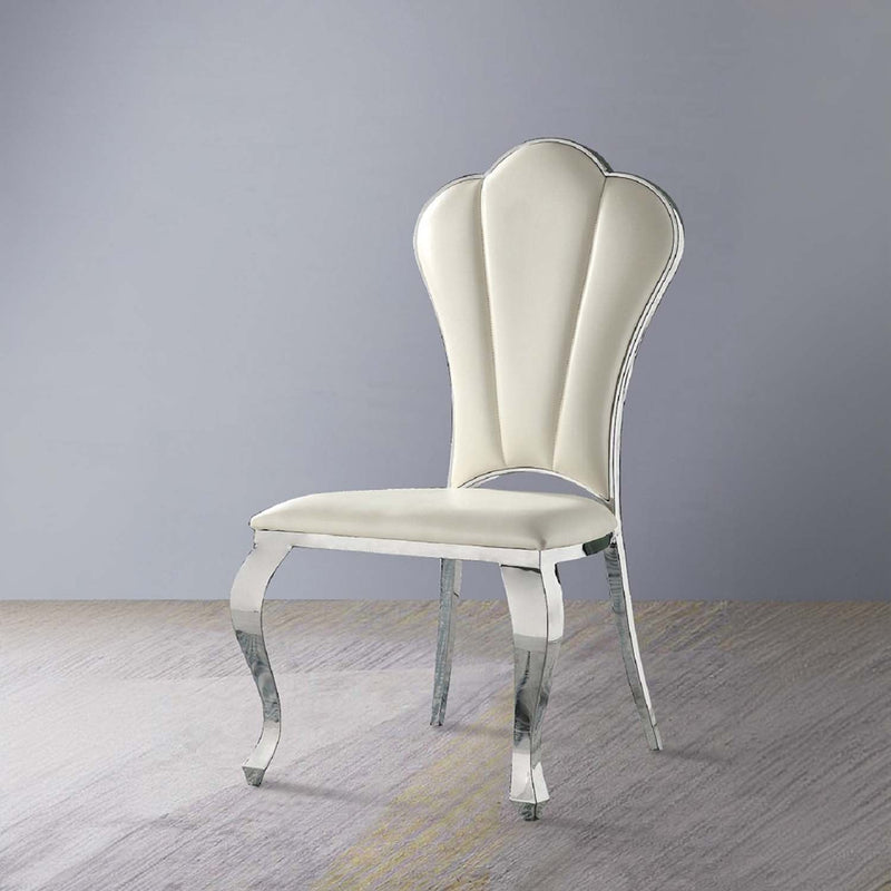 Cyrene Side Chair 2Pc, Beige Faux Leather Acme