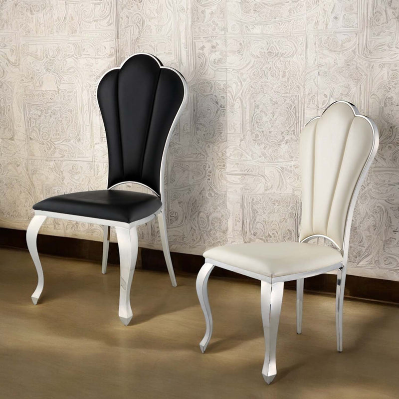 Cyrene Side Chair 2Pc, Beige Faux Leather Acme