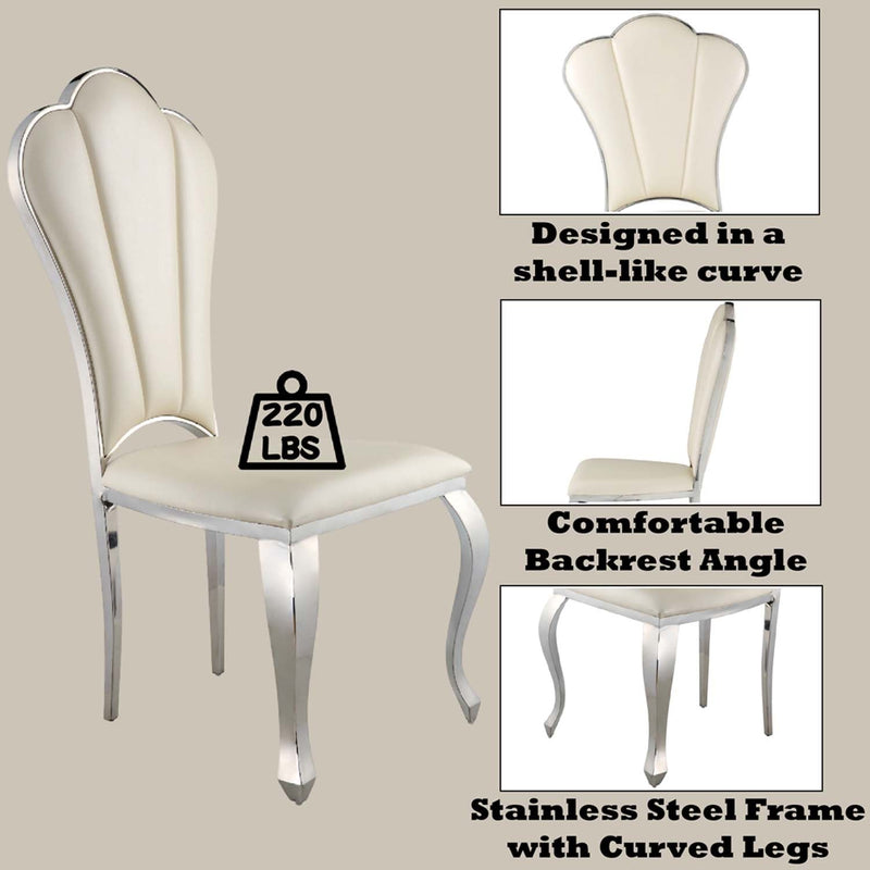 Cyrene Side Chair 2Pc, Beige Faux Leather Acme