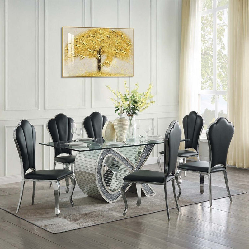 Cyrene Side Chair 2Pc, Black Faux Leather Acme