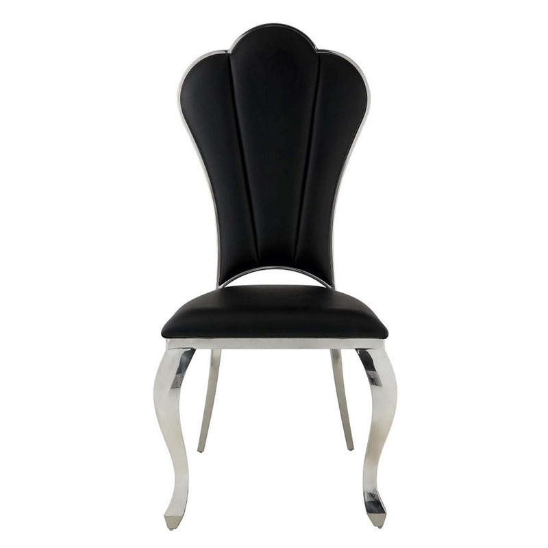 Cyrene Side Chair 2Pc, Black Faux Leather Acme