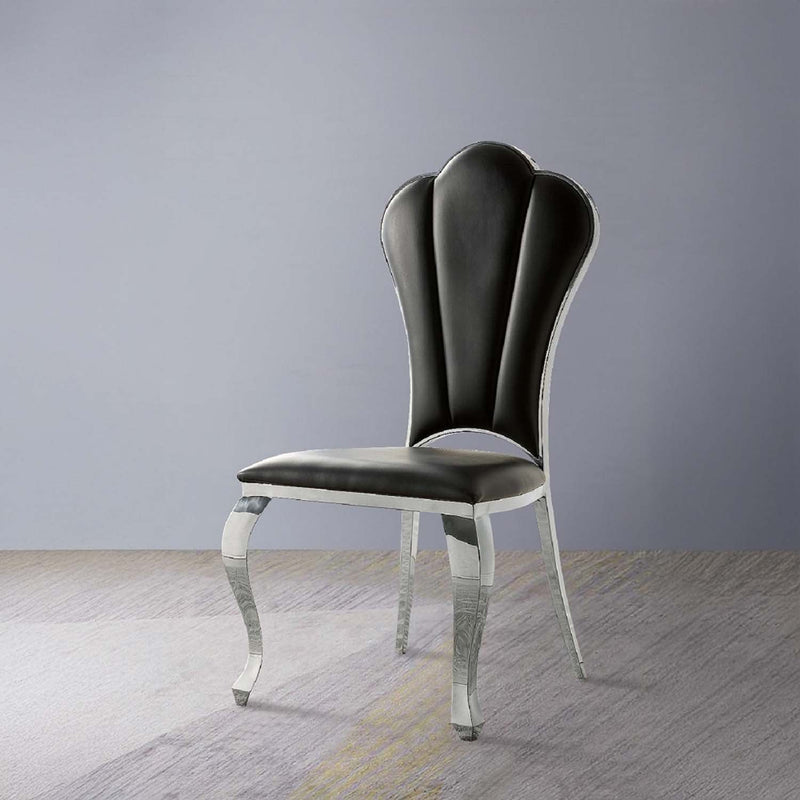 Cyrene Side Chair 2Pc, Black Faux Leather Acme