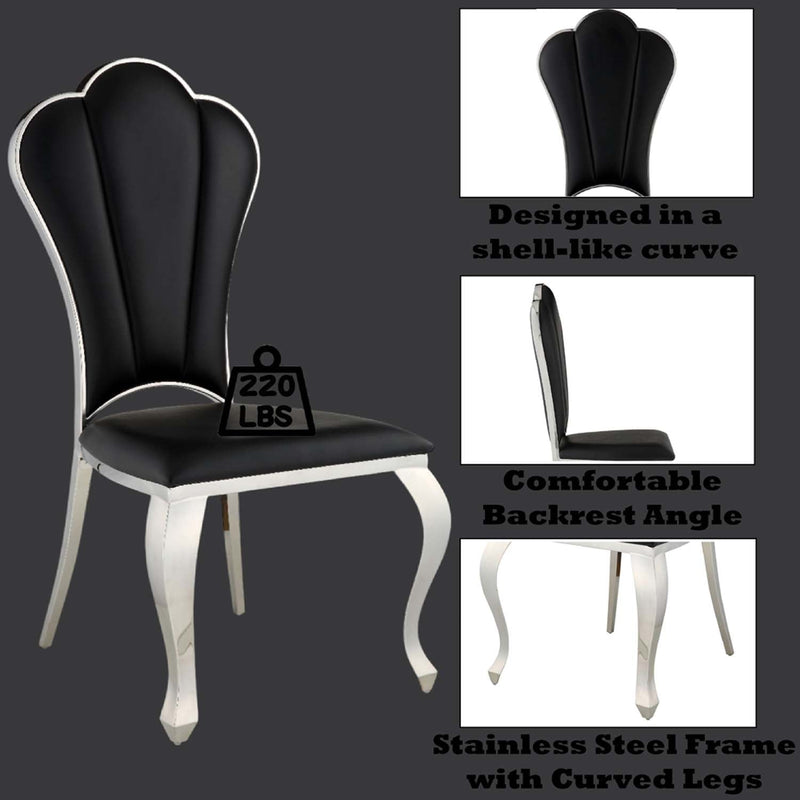 Cyrene Side Chair 2Pc, Black Faux Leather Acme