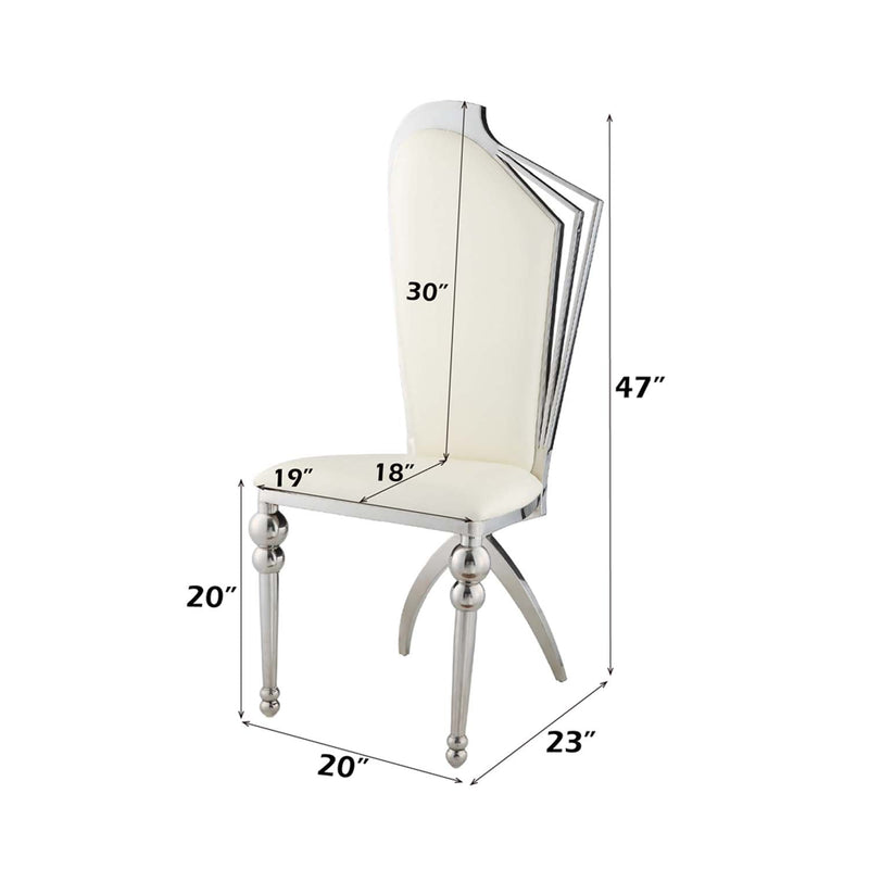 Cyrene Side Chair 2Pc, Beige Faux Leather Acme
