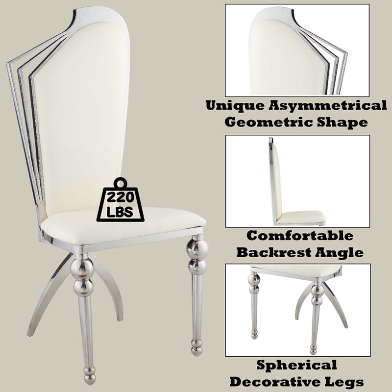Cyrene Side Chair 2Pc, Beige Faux Leather Acme