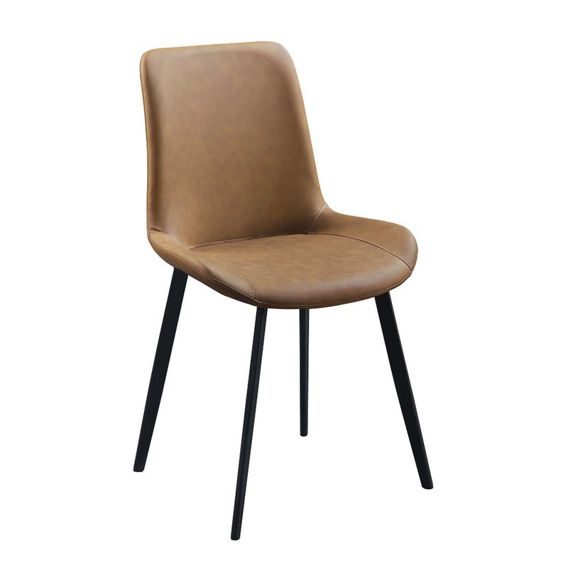 Abiram Side Chair 2Pc, Brown Faux Leather Acme