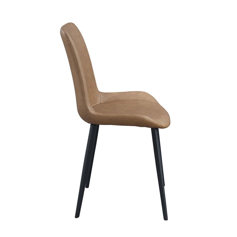 Abiram Side Chair 2Pc, Brown Faux Leather Acme