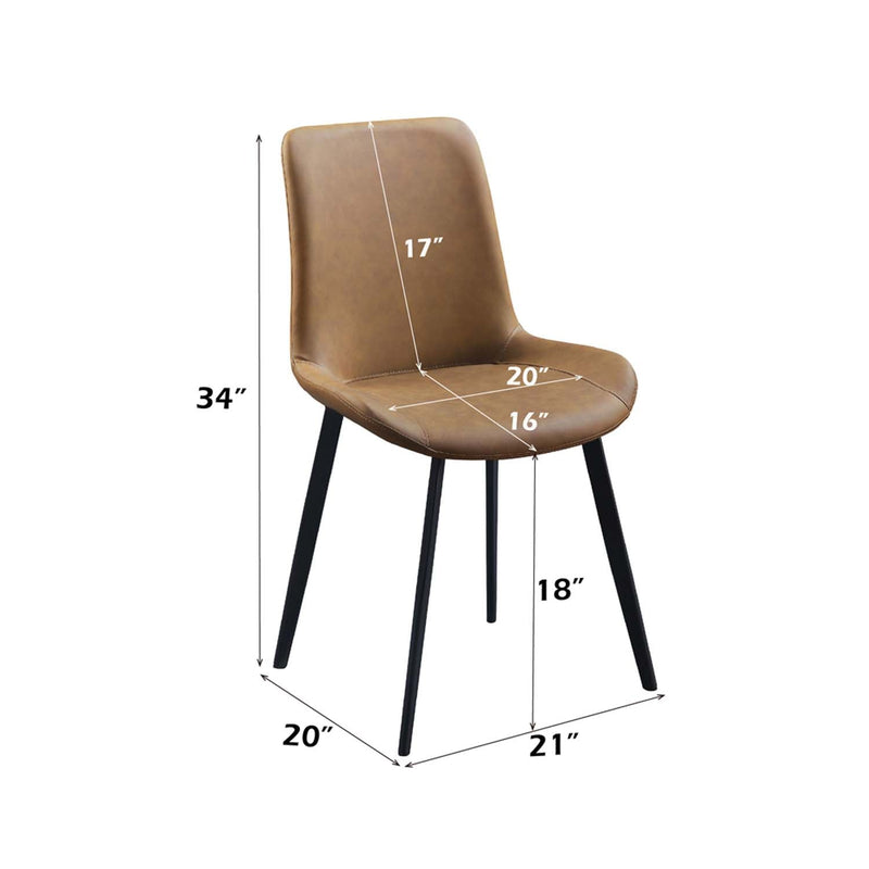 Abiram Side Chair 2Pc, Brown Faux Leather Acme