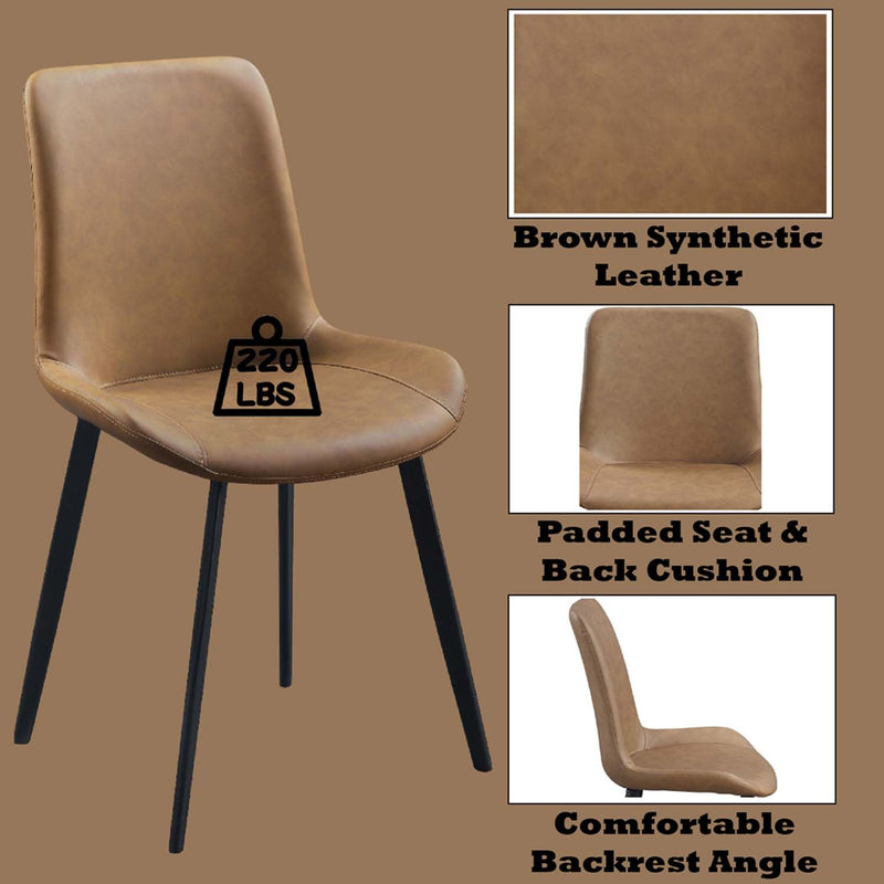 Abiram Side Chair 2Pc, Brown Faux Leather Acme