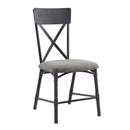 Edina Side Chair 2Pc, Gray Fabric, Oak & Sandy Black Finish Acme