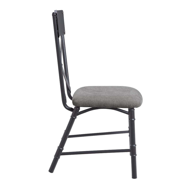 Edina Side Chair 2Pc, Gray Fabric, Oak & Sandy Black Finish Acme