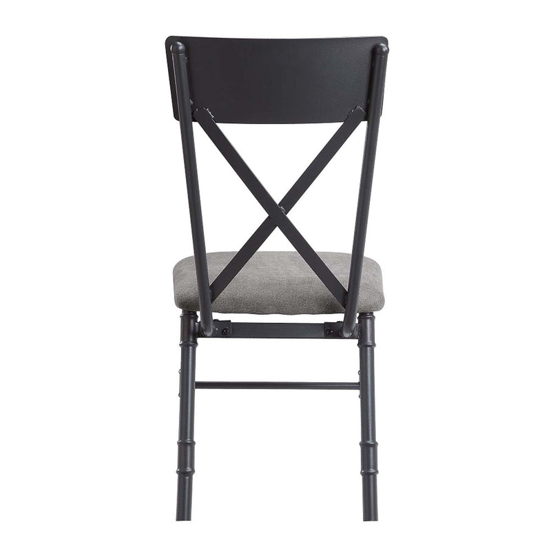 Edina Side Chair 2Pc, Gray Fabric, Oak & Sandy Black Finish Acme