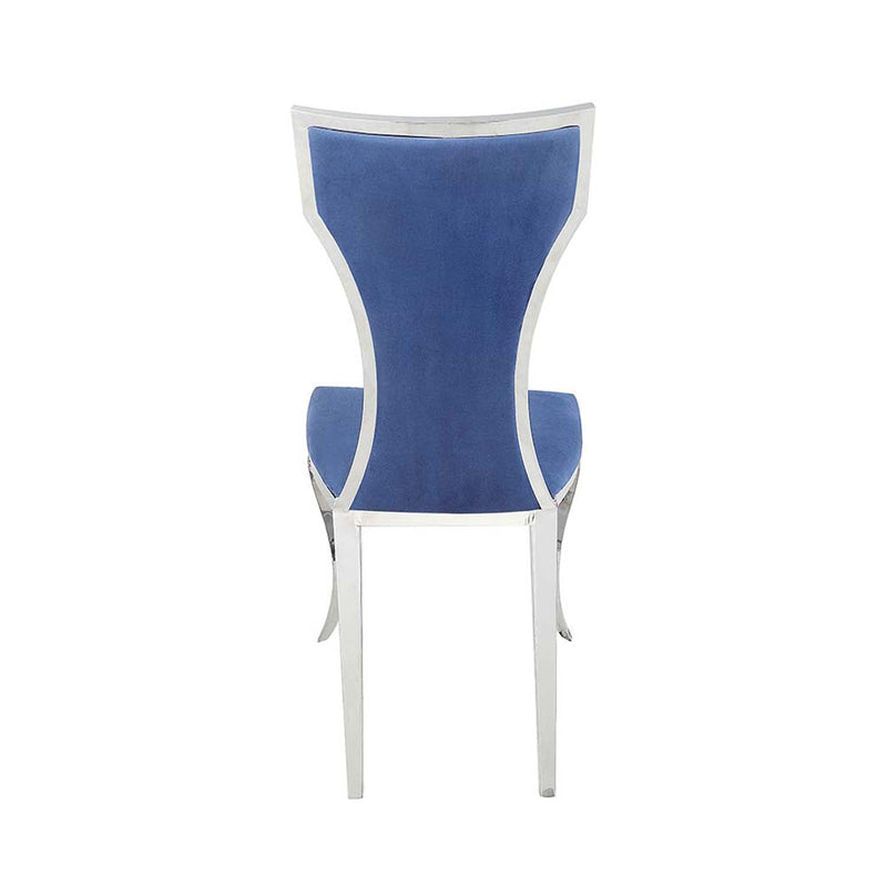 Azriel Side Chair 2Pc, Blue Velvet & Mirroed Silver Finish Acme