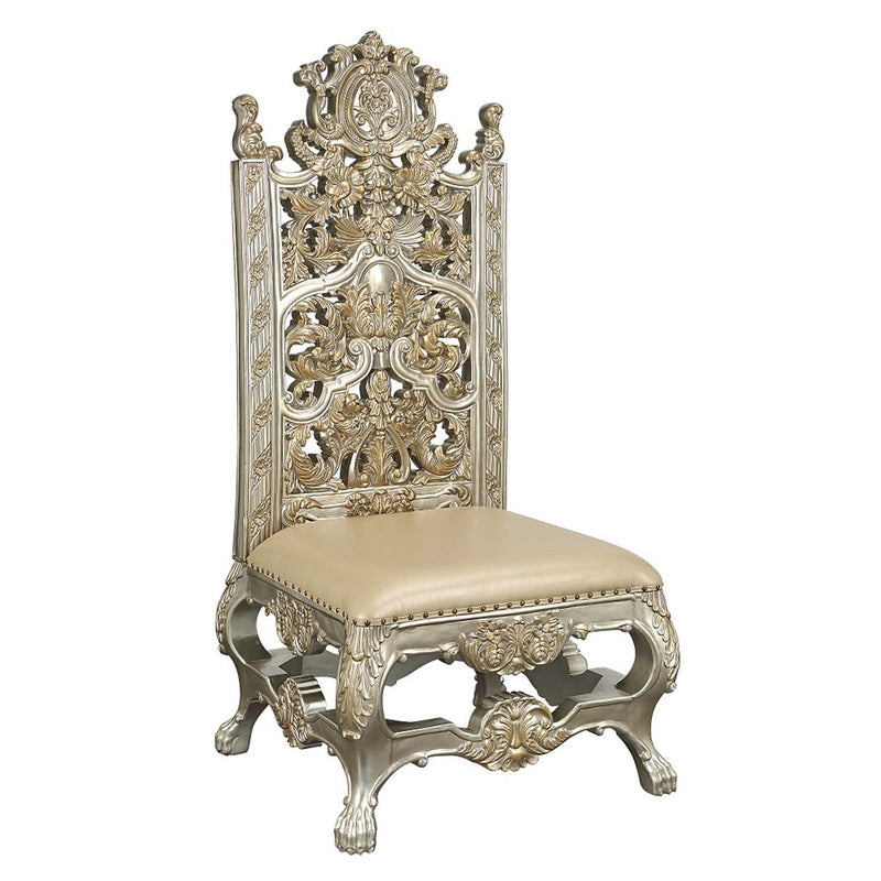 Danae Side Chair 2Pc, Faux Leather , Champagne & Gold Finish Acme