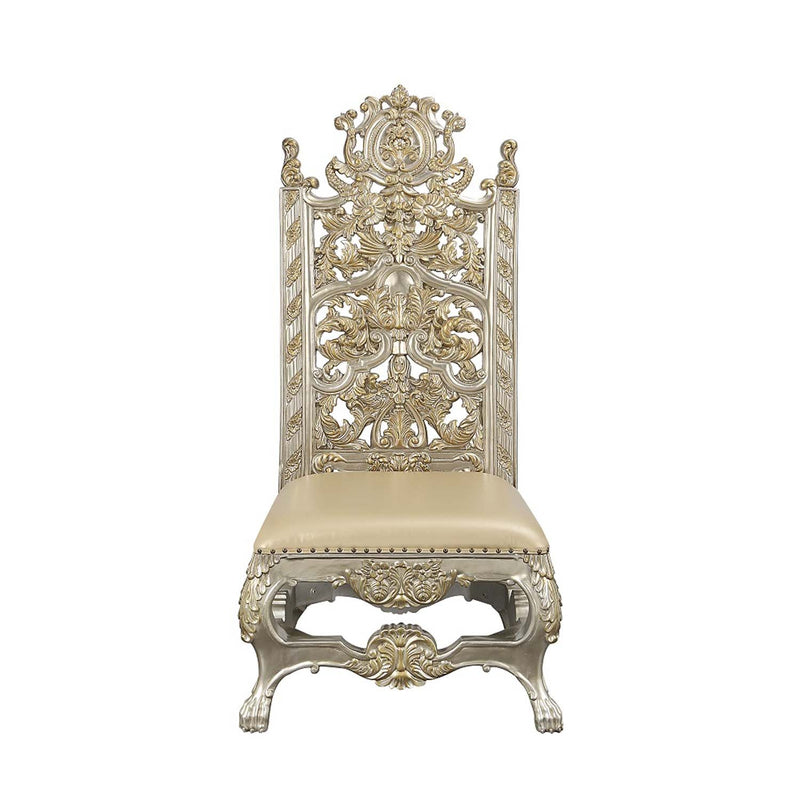 Danae Side Chair 2Pc, Faux Leather , Champagne & Gold Finish Acme