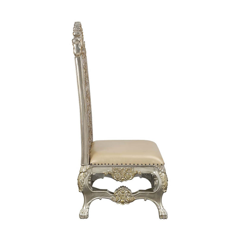 Danae Side Chair 2Pc, Faux Leather , Champagne & Gold Finish Acme