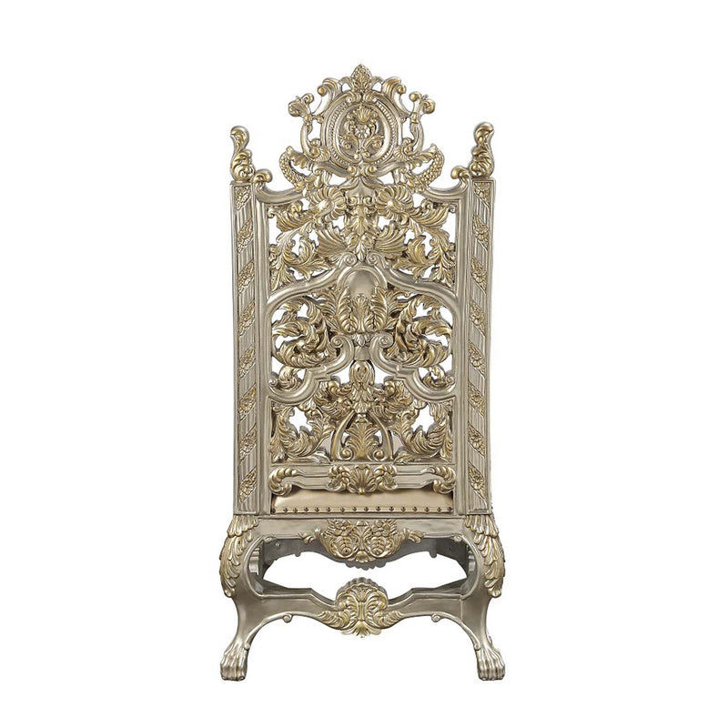 Danae Side Chair 2Pc, Faux Leather , Champagne & Gold Finish Acme