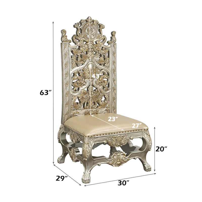 Danae Side Chair 2Pc, Faux Leather , Champagne & Gold Finish Acme