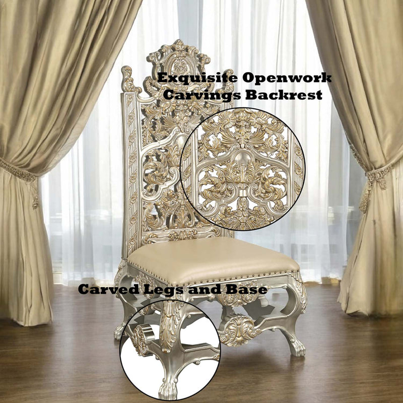 Danae Side Chair 2Pc, Faux Leather , Champagne & Gold Finish Acme