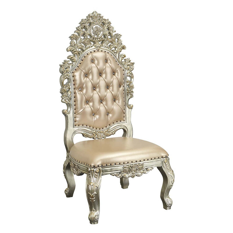 Sorina Side Chair 2Pc, Faux Leather & Antique Gold Finish Acme