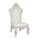 Adara Side Chair 2Pc, Pearl White Faux Leather & Antique White Finish Acme