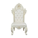 Adara Side Chair 2Pc, Pearl White Faux Leather & Antique White Finish Acme