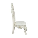 Adara Side Chair 2Pc, Pearl White Faux Leather & Antique White Finish Acme