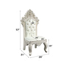 Adara Side Chair 2Pc, Pearl White Faux Leather & Antique White Finish Acme