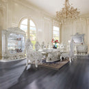 Adara Side Chair 2Pc, Pearl White Faux Leather & Antique White Finish Acme