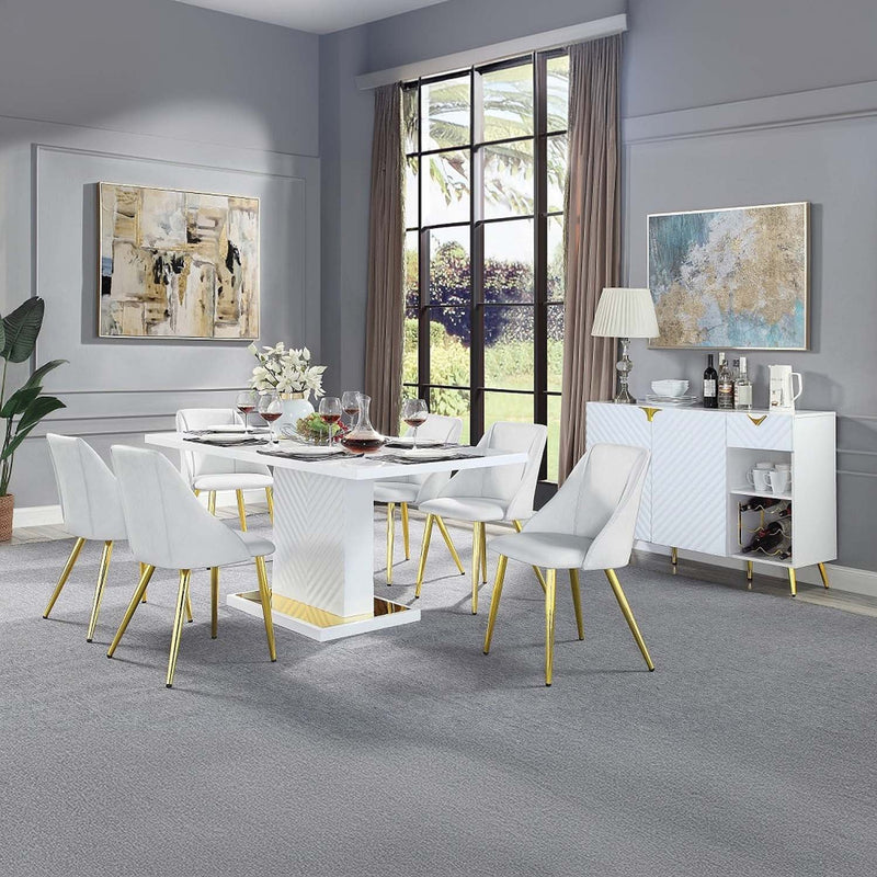 Gaines Side Chair 2Pc, White Faux Leather Acme