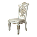 Vendome Side Chair 2Pc, Faux Leather & Antique Pearl Finish Acme
