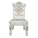 Vendome Side Chair 2Pc, Faux Leather & Antique Pearl Finish Acme