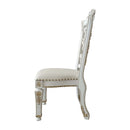Vendome Side Chair 2Pc, Faux Leather & Antique Pearl Finish Acme