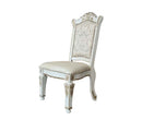 Vendome Side Chair 2Pc, Faux Leather & Antique Pearl Finish Acme