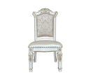 Vendome Side Chair 2Pc, Faux Leather & Antique Pearl Finish Acme